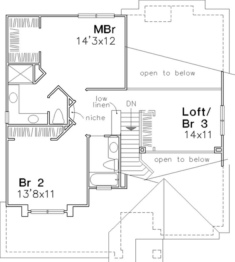Floor Plan Second Story of Country Plan #146-2652