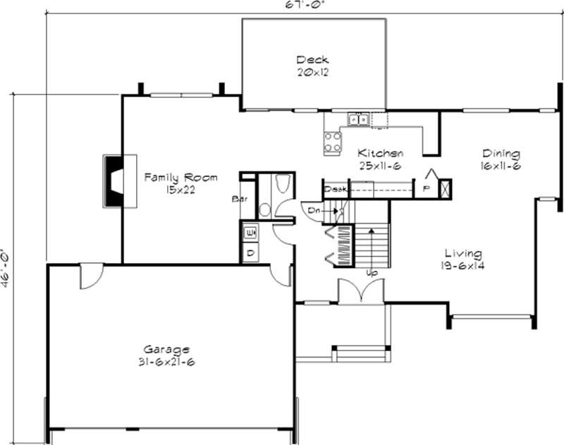 Floor Plan Second Story of Contemporary Plan #146-2673