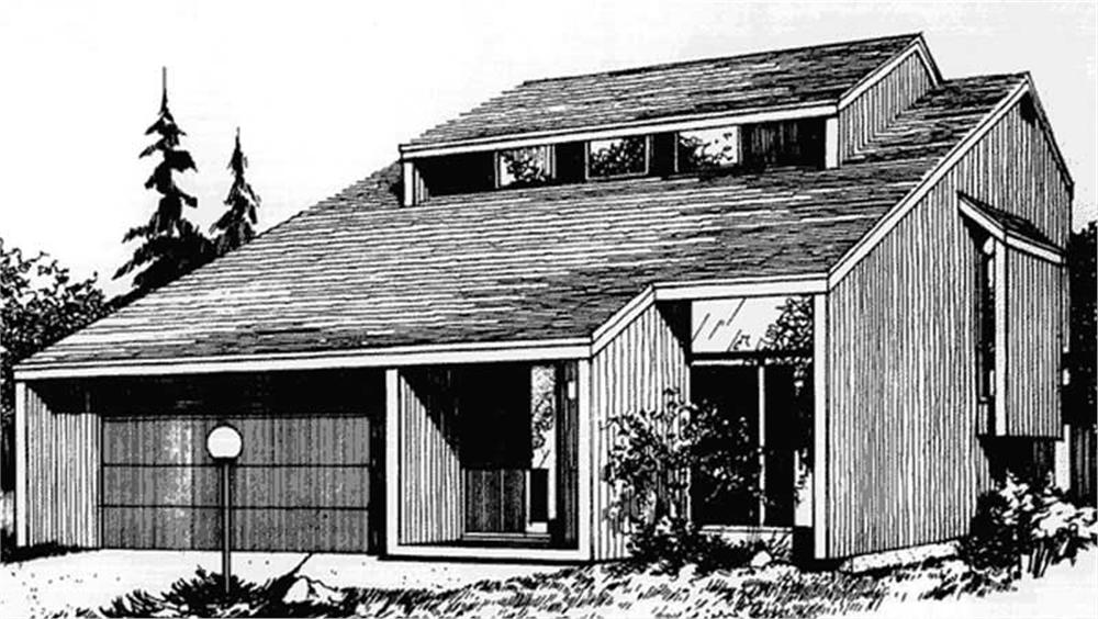 Front view of Modern home (ThePlanCollection: House Plan #146-2675)