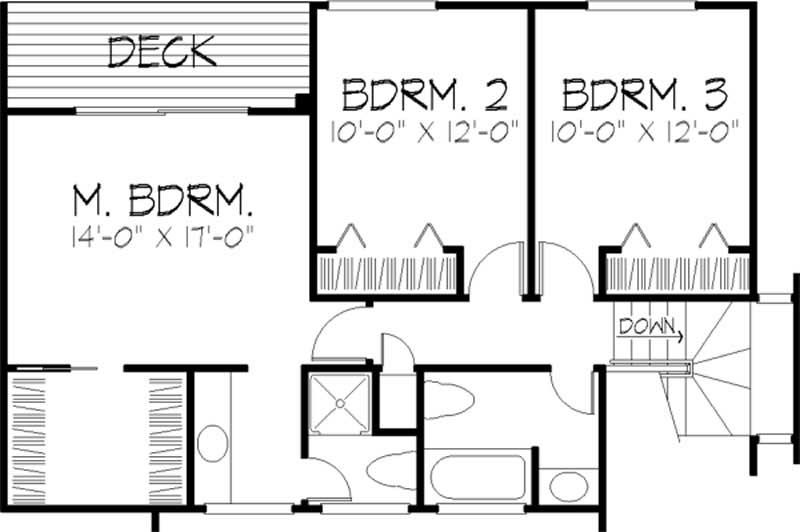 Floor Plan Second Story of Modern Plan #146-2675
