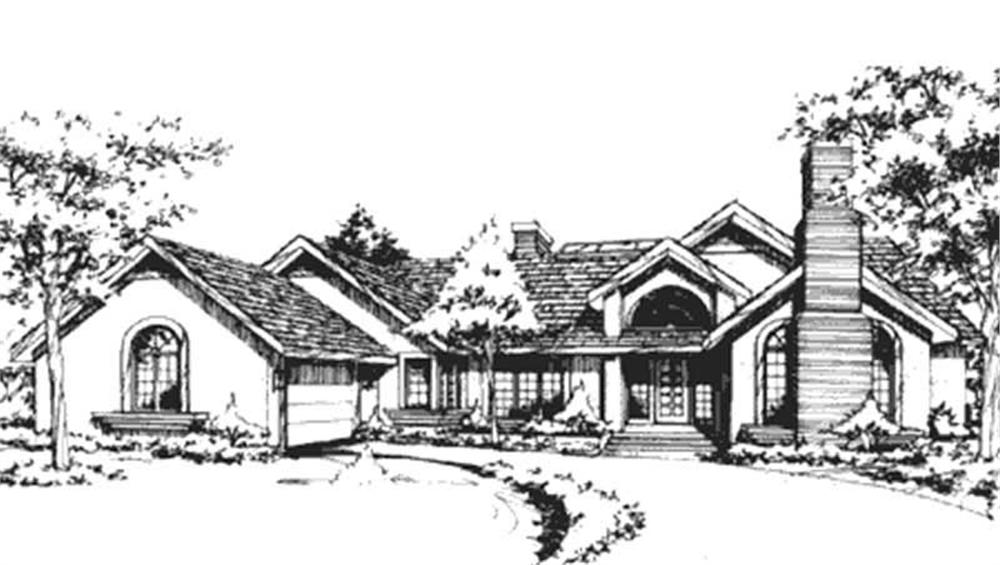 Front view of Ranch home (ThePlanCollection: House Plan #146-2676)