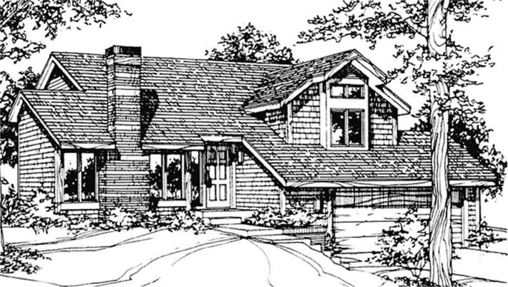 Front view of Shingle home (ThePlanCollection: House Plan #146-2678)