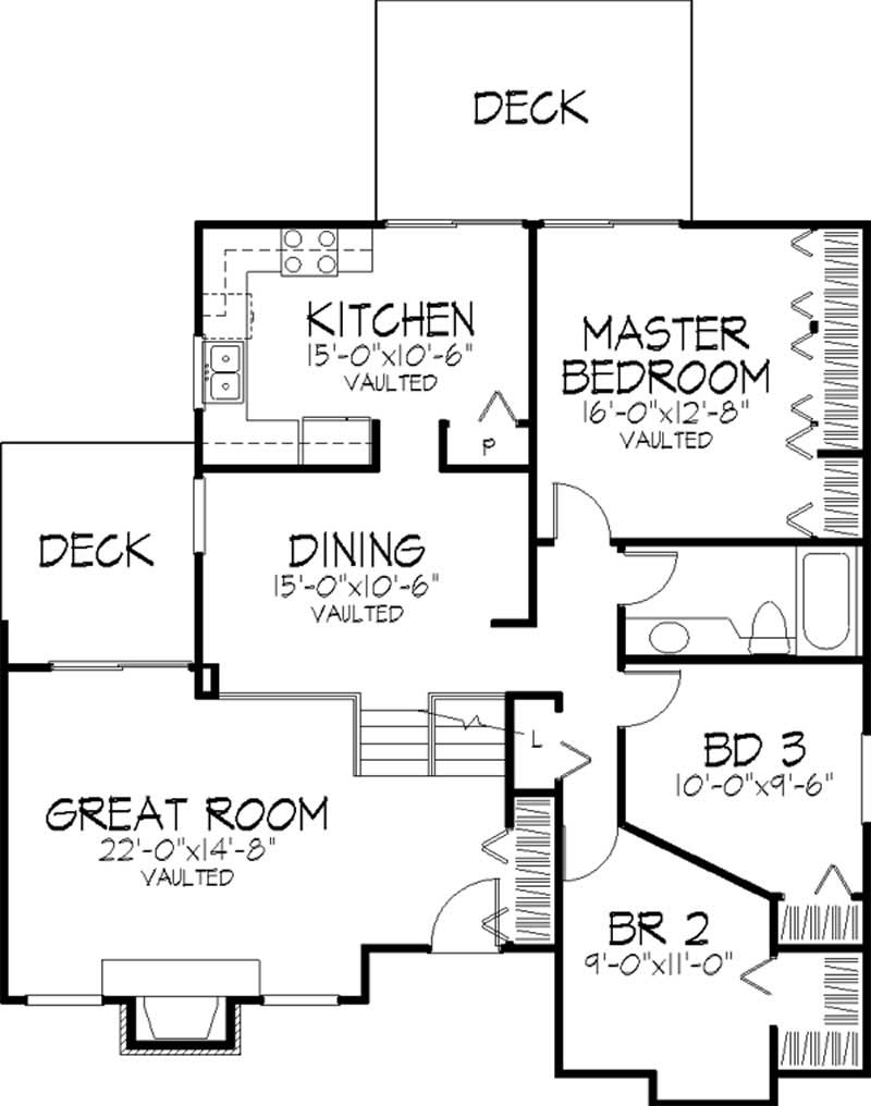 Floor Plan Second Story of Shingle Plan #146-2678