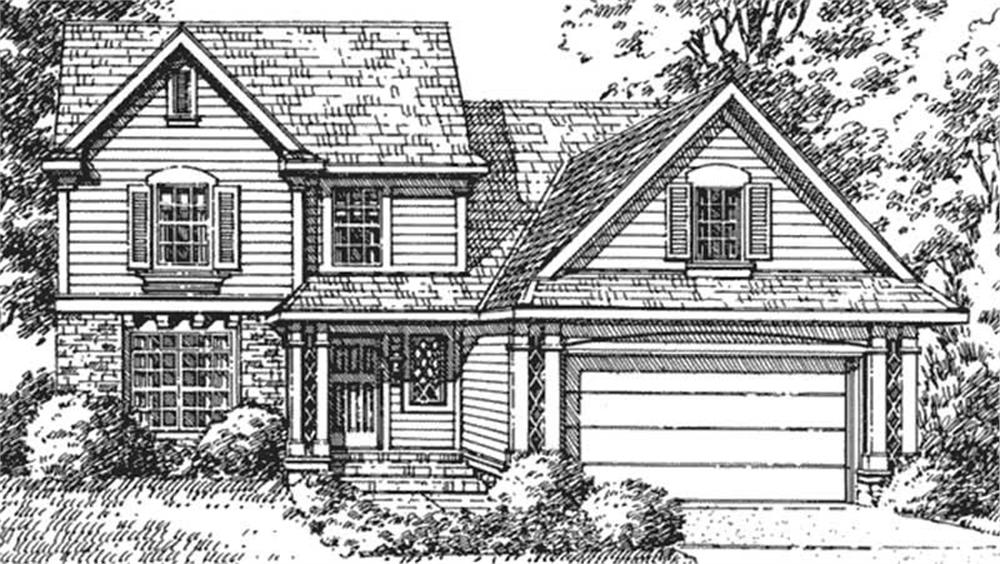 Front view of Country home (ThePlanCollection: House Plan #146-2680)
