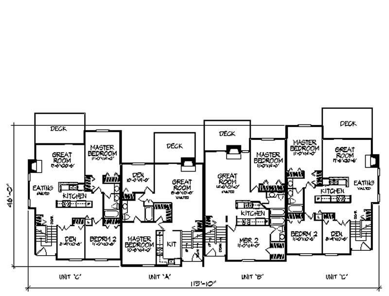 Floor Plan Basement of Multi-Unit Plan #146-2685