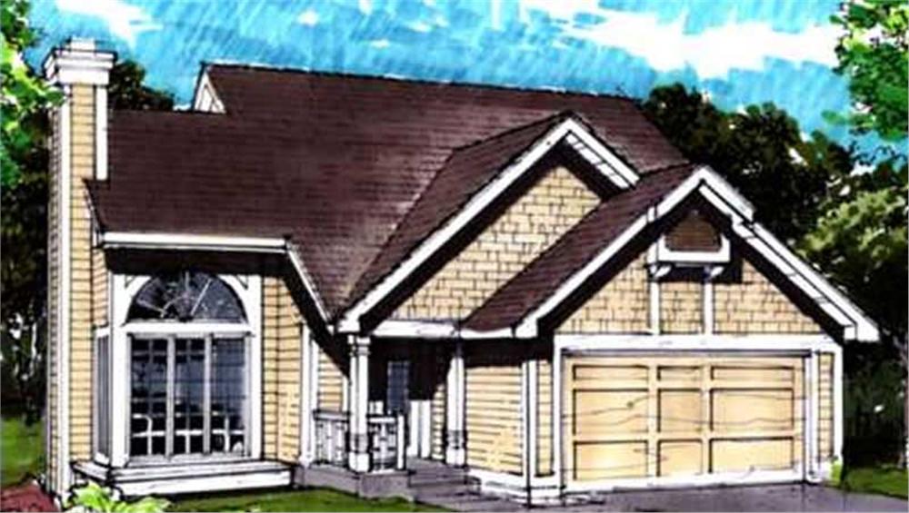 Front view of Country home (ThePlanCollection: House Plan #146-2686)