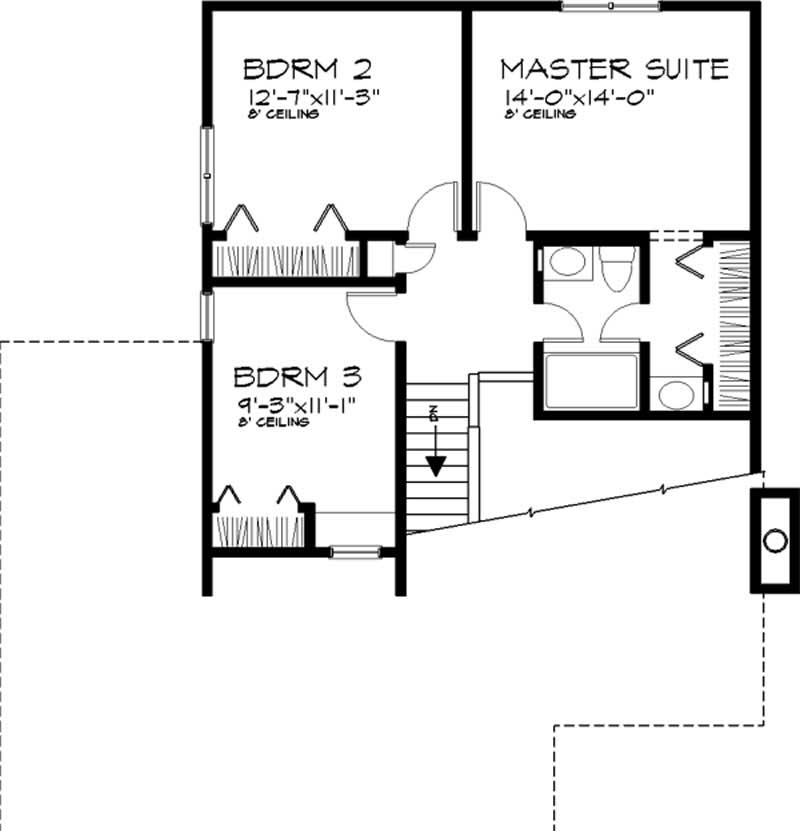 Floor Plan Second Story of Modern Plan #146-2687