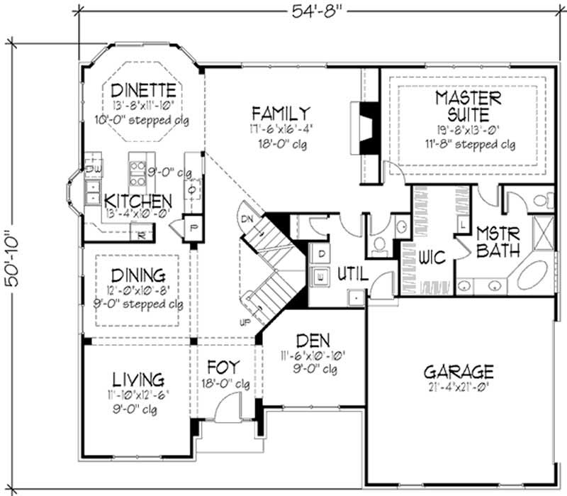Floor Plan First Story of Cape Cod Plan #146-2688