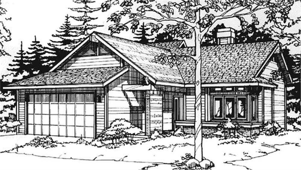 Front view of Ranch home (ThePlanCollection: House Plan #146-2694)