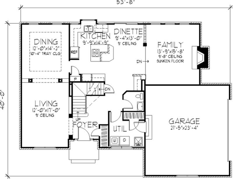 Floor Plan First Story of Colonial Plan #146-2696