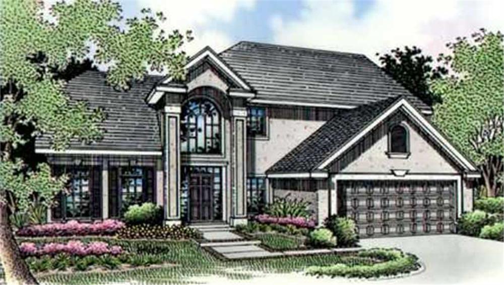 Front view of European home (ThePlanCollection: House Plan #146-2706)