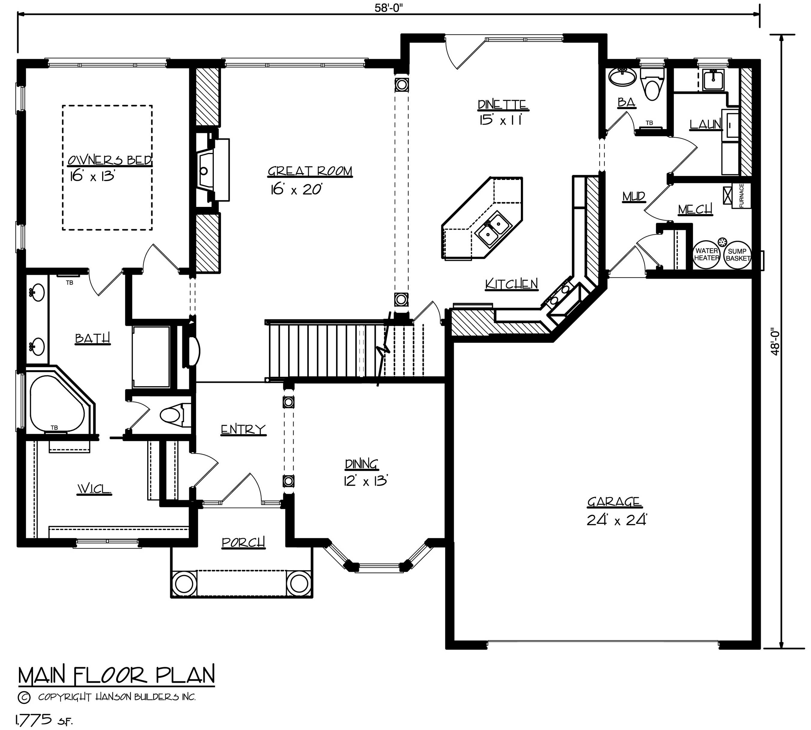 Floor Plan First Story of Country Plan #146-2707