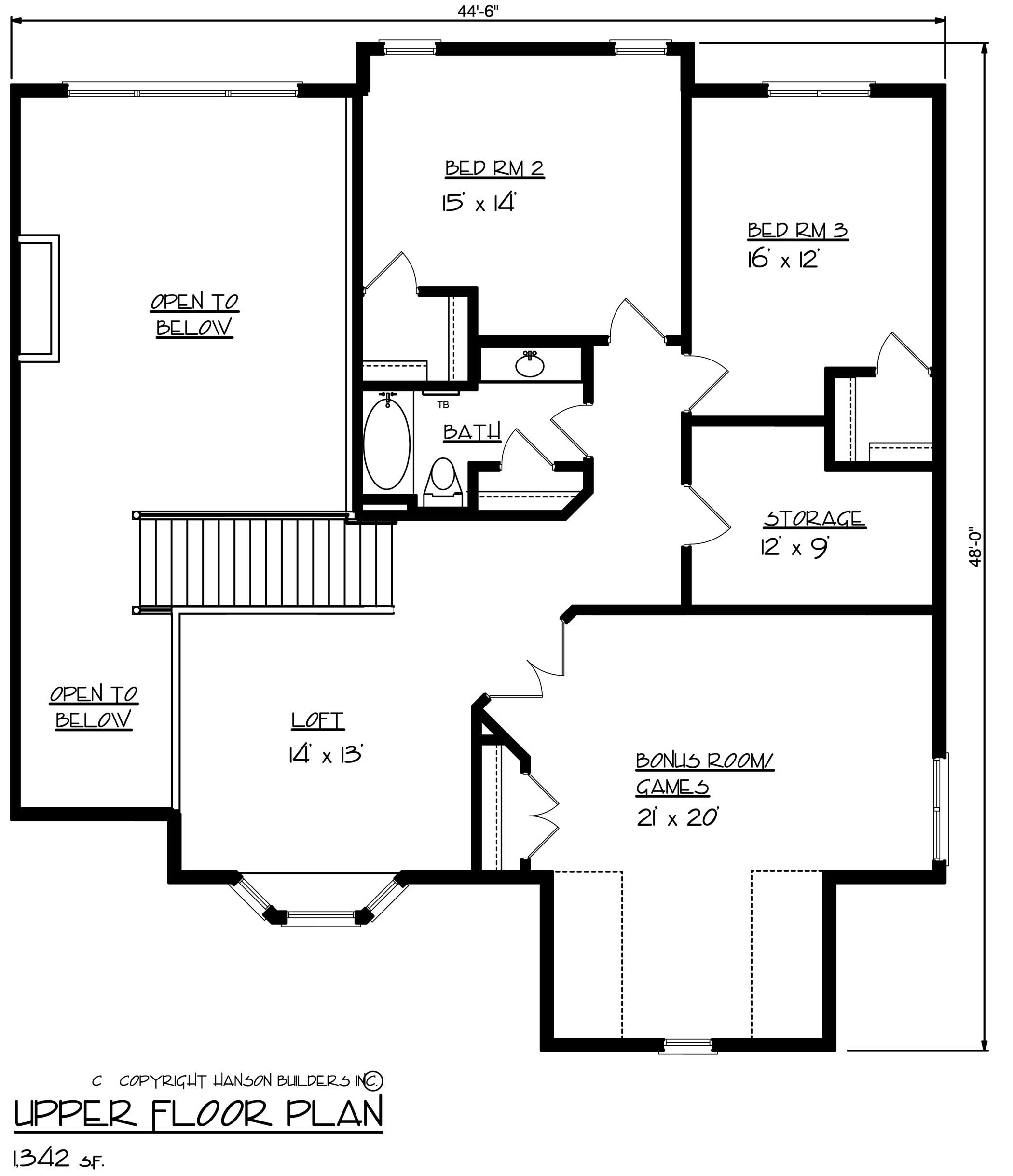 Floor Plan Second Story of Country Plan #146-2707