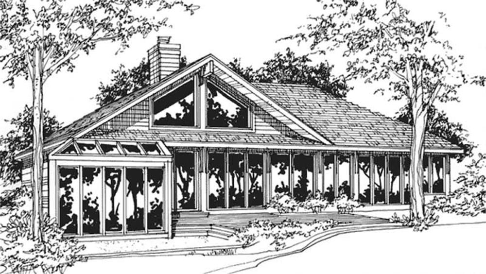 Front view of Passive Solar home (ThePlanCollection: House Plan #146-2710)