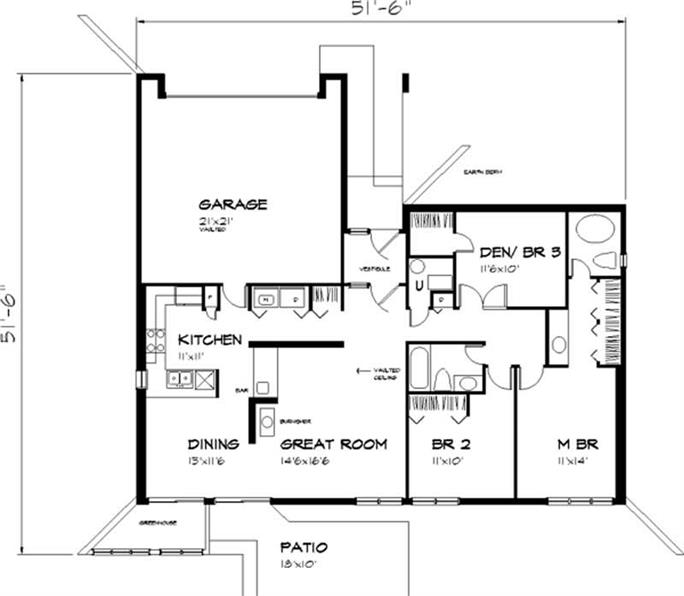 Passive Solar House Plan 2 Bedrms