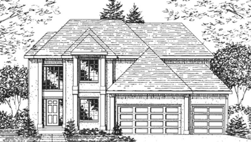 Front view of Colonial home (ThePlanCollection: House Plan #146-2712)