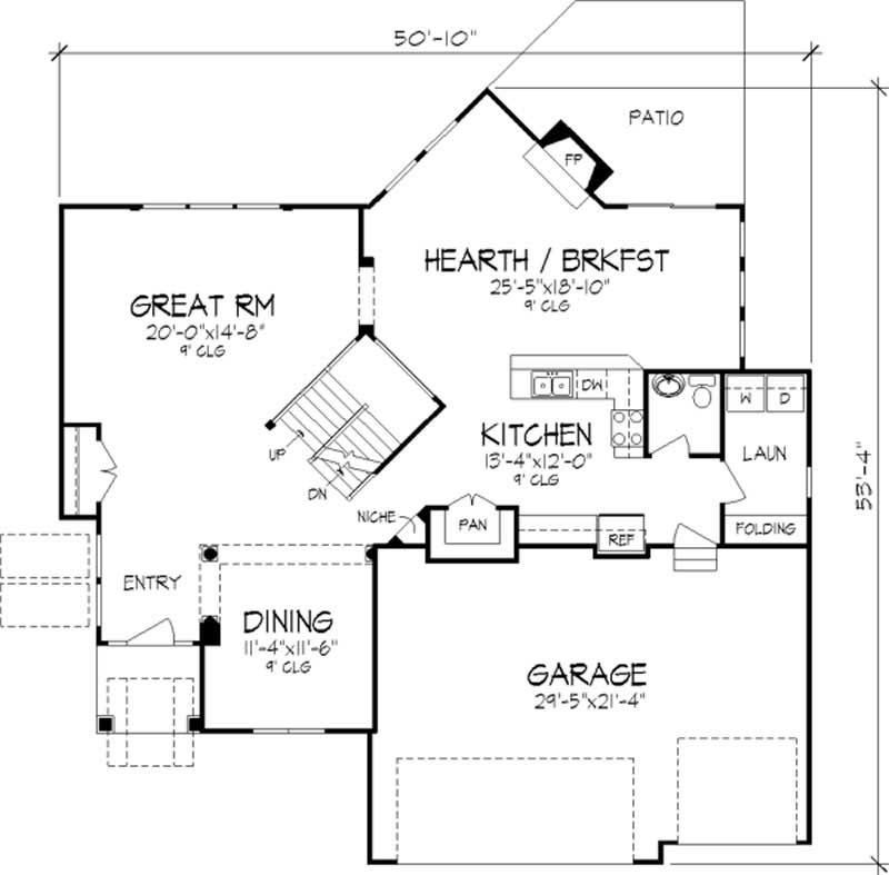 Floor Plan First Story of Colonial Plan #146-2712