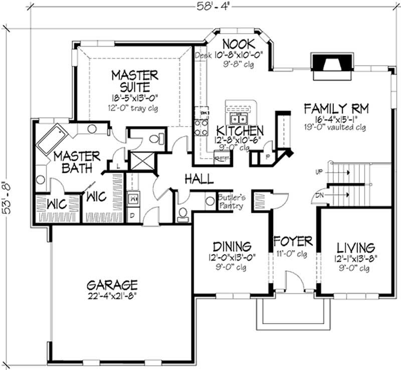 Floor Plan First Story of European Plan #146-2714