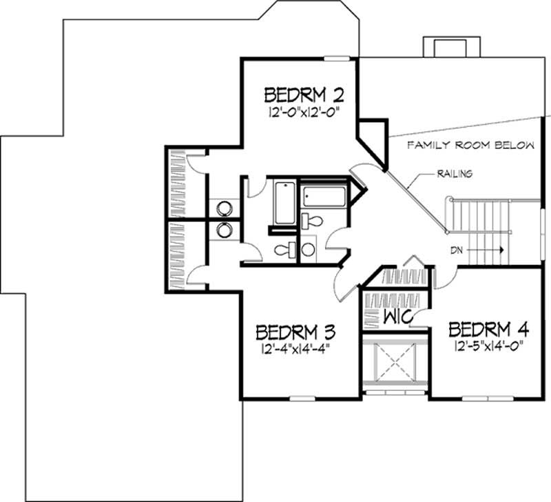 Floor Plan Second Story of European Plan #146-2714