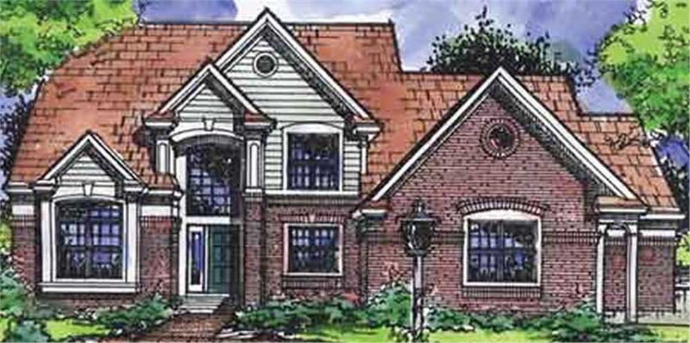 Front view of European home (ThePlanCollection: House Plan #146-2715)