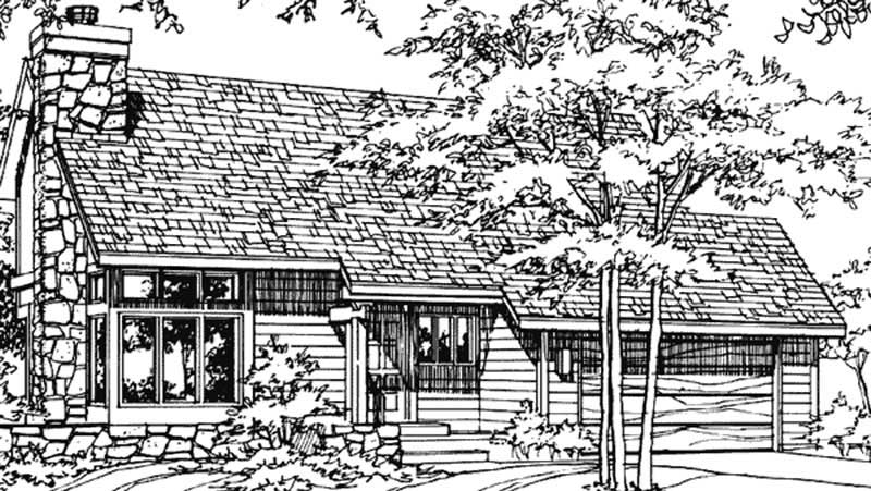 Front view of Ranch home (ThePlanCollection: House Plan #146-2716)