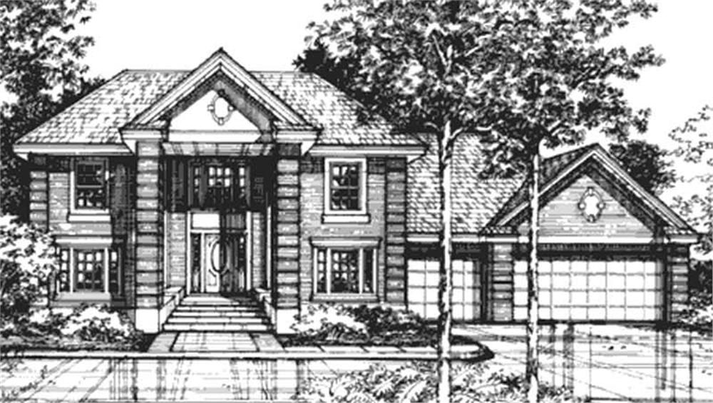 Front view of Colonial home (ThePlanCollection: House Plan #146-2717)