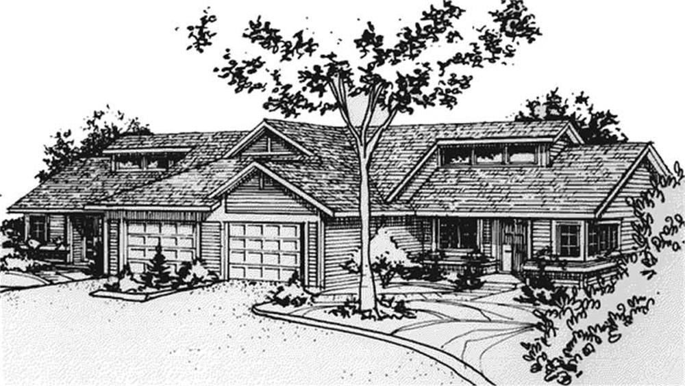Front view of Duplex/Multi-Unit home (ThePlanCollection: House Plan #146-2718)
