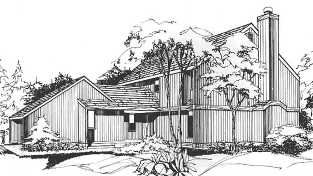 Front view of Contemporary home (ThePlanCollection: House Plan #146-2721)