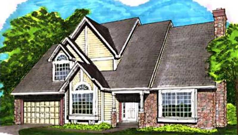 Front view of European home (ThePlanCollection: House Plan #146-2725)