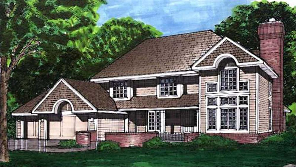 Front view of Country home (ThePlanCollection: House Plan #146-2727)