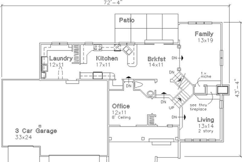 Floor Plan First Story of Country Plan #146-2727