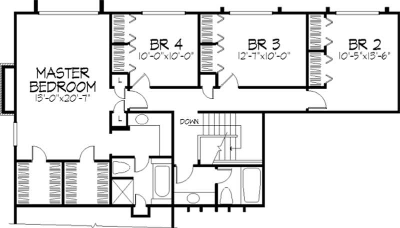 Floor Plan Second Story of Contemporary Plan #146-2728