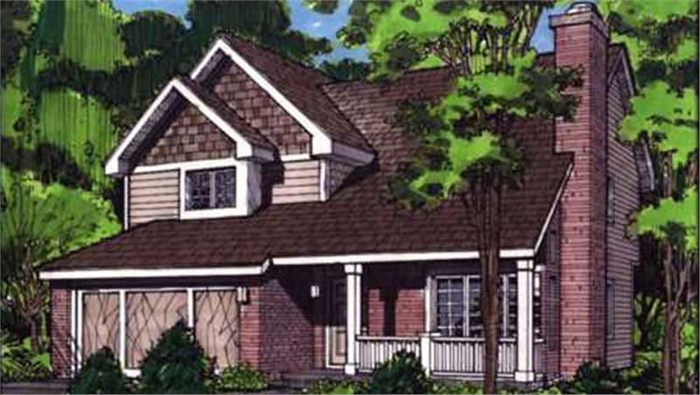 Front view of Country home (ThePlanCollection: House Plan #146-2730)