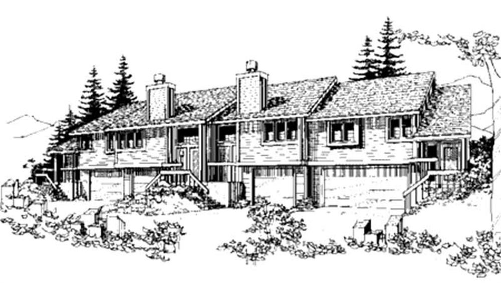 Front view of Duplex/Multi-Unit home (ThePlanCollection: House Plan #146-2733)