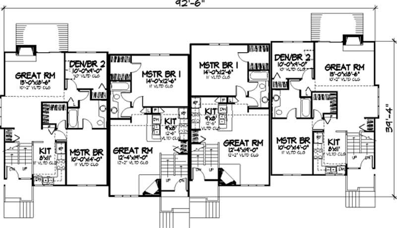 Floor Plan Second Story of Multi-Unit Plan #146-2733