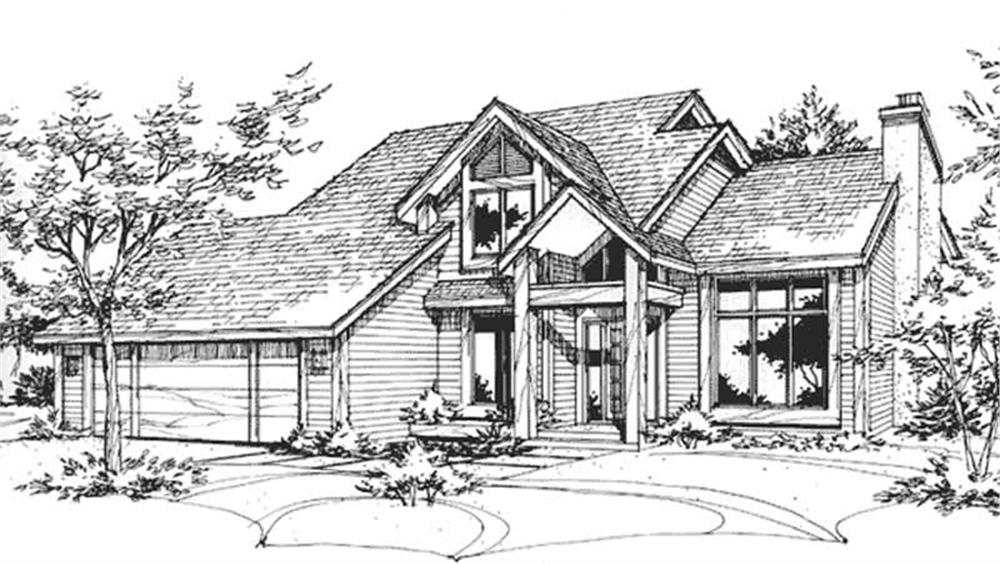Front view of Country home (ThePlanCollection: House Plan #146-2734)