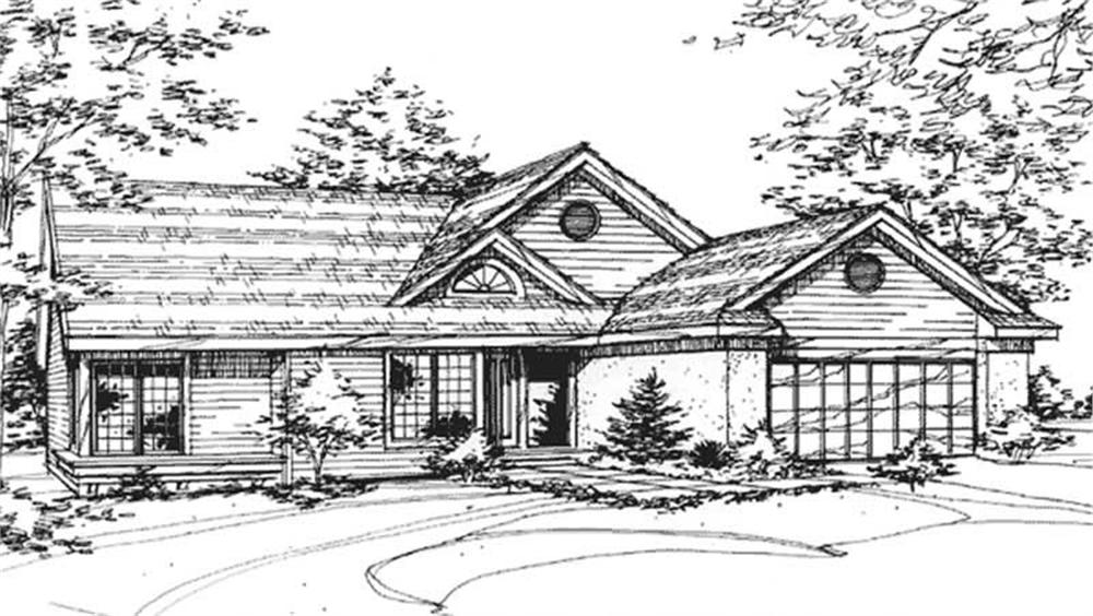 Front view of Transitional home (ThePlanCollection: House Plan #146-2736)