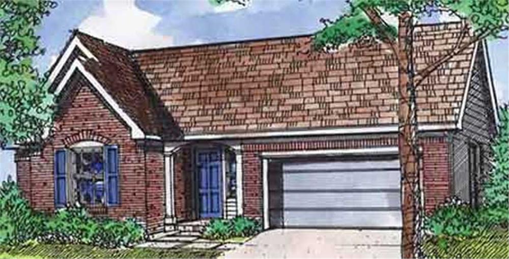 Front view of Ranch home (ThePlanCollection: House Plan #146-2744)