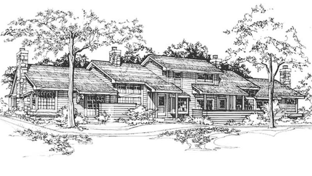 Front view of Duplex/Multi-Unit home (ThePlanCollection: House Plan #146-2746)