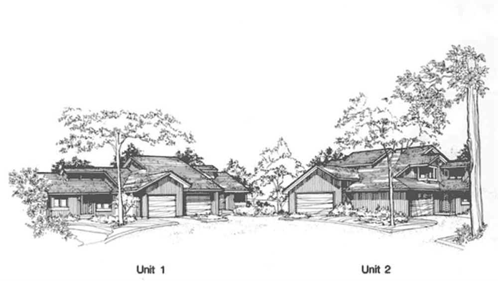 Front view of Duplex/Multi-Unit home (ThePlanCollection: House Plan #146-2748)