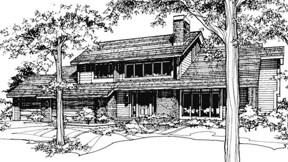 Front view of Colonial home (ThePlanCollection: House Plan #146-2752)