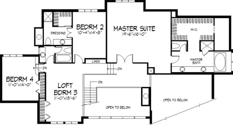 Floor Plan Second Story of Colonial Plan #146-2752