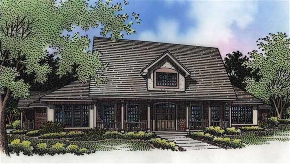 Front view of Southern home (ThePlanCollection: House Plan #146-2753)