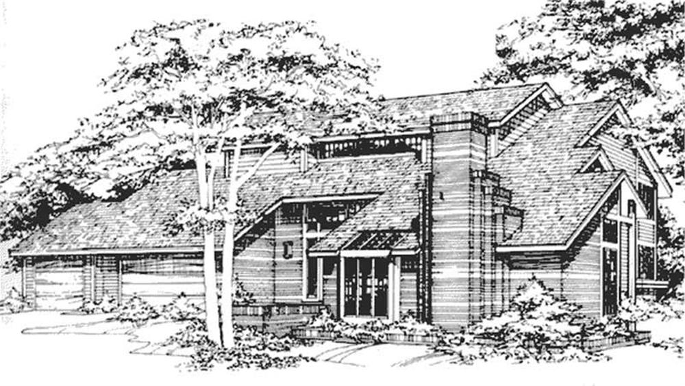 Front view of Contemporary home (ThePlanCollection: House Plan #146-2755)