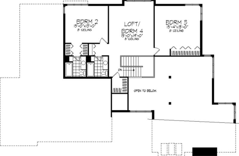 Floor Plan Second Story of Contemporary Plan #146-2755