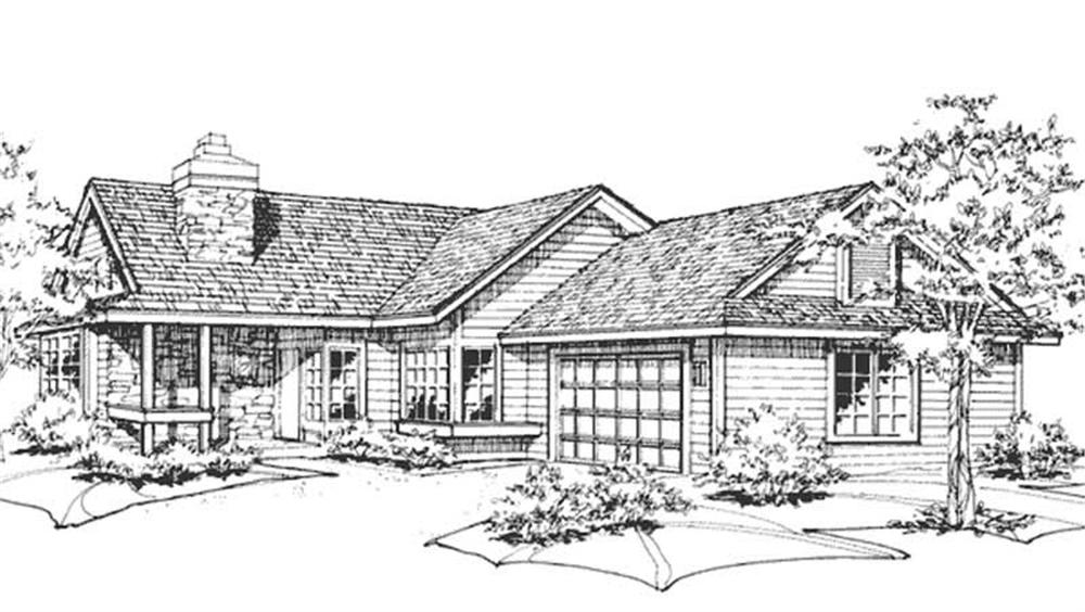 Front view of Country home (ThePlanCollection: House Plan #146-2757)