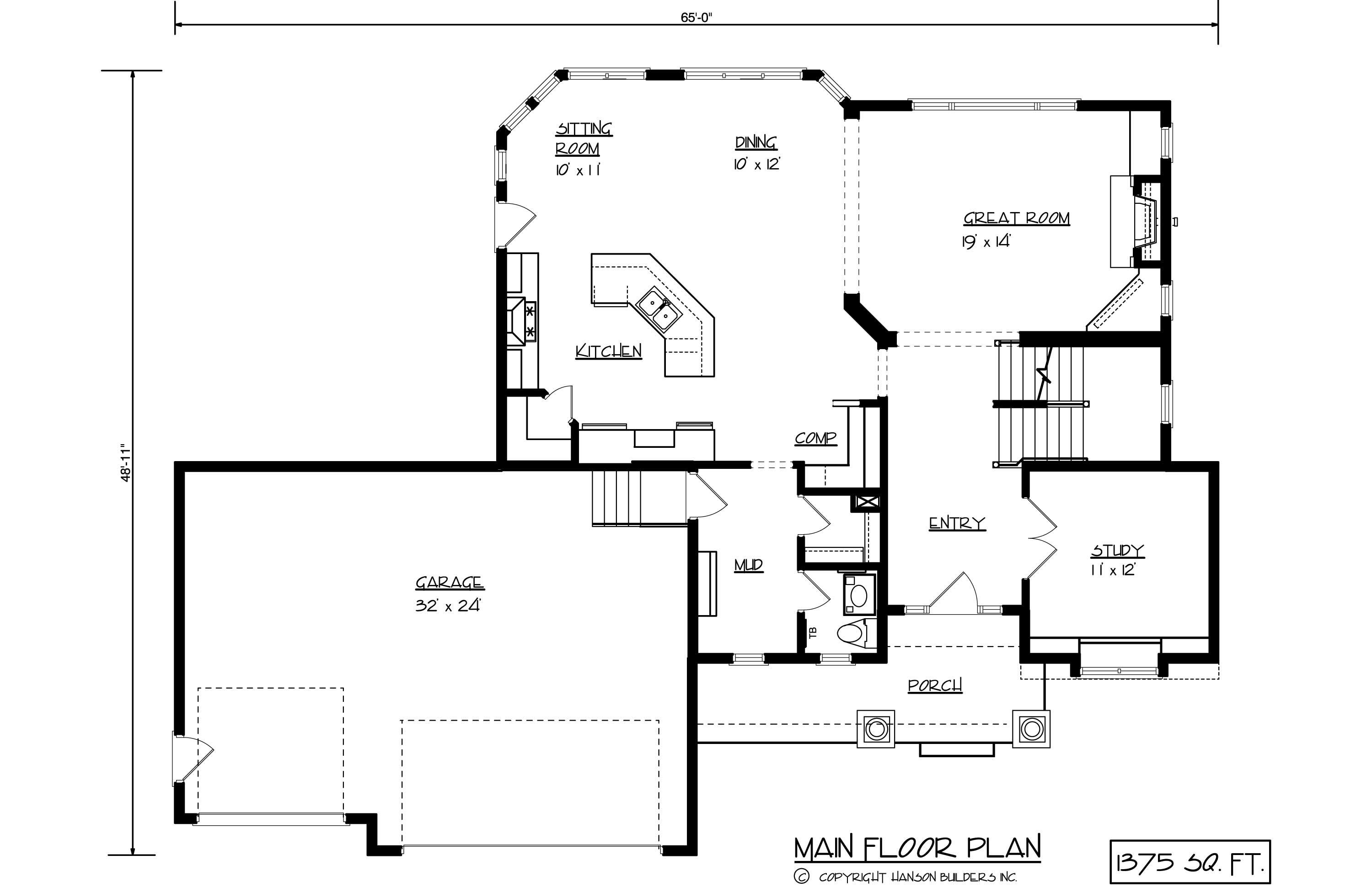 Floor Plan First Story of Country Plan #146-2783