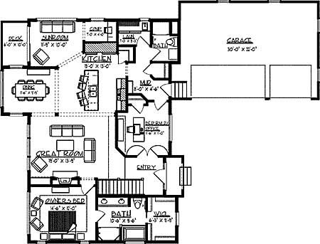 Floor Plan First Story of Country Plan #146-2785
