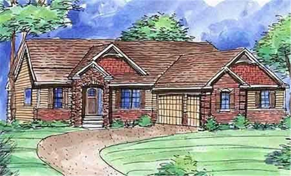 Front view of Country home (ThePlanCollection: House Plan #146-2785)