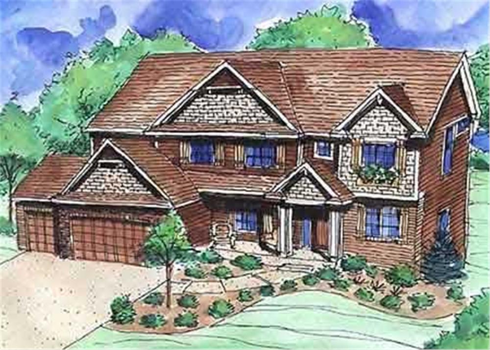Front view of Country home (ThePlanCollection: House Plan #146-2786)